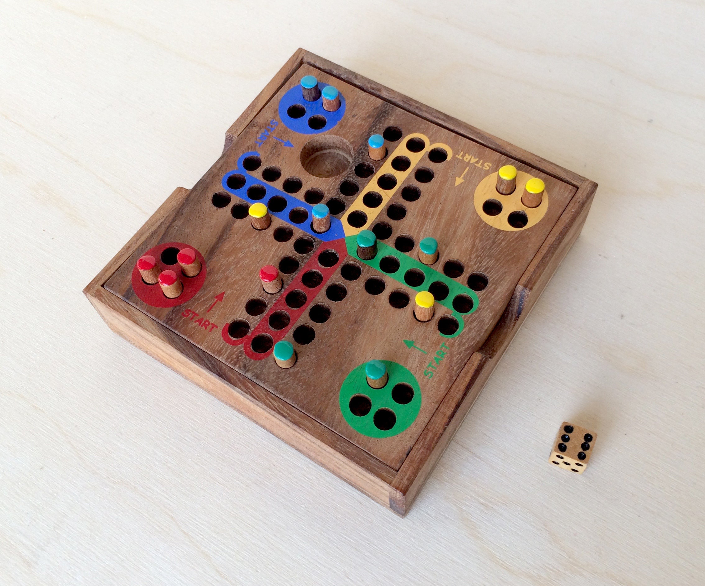 Hand Crafted Mango Wood Ludo Board Game - Strategic Challenge