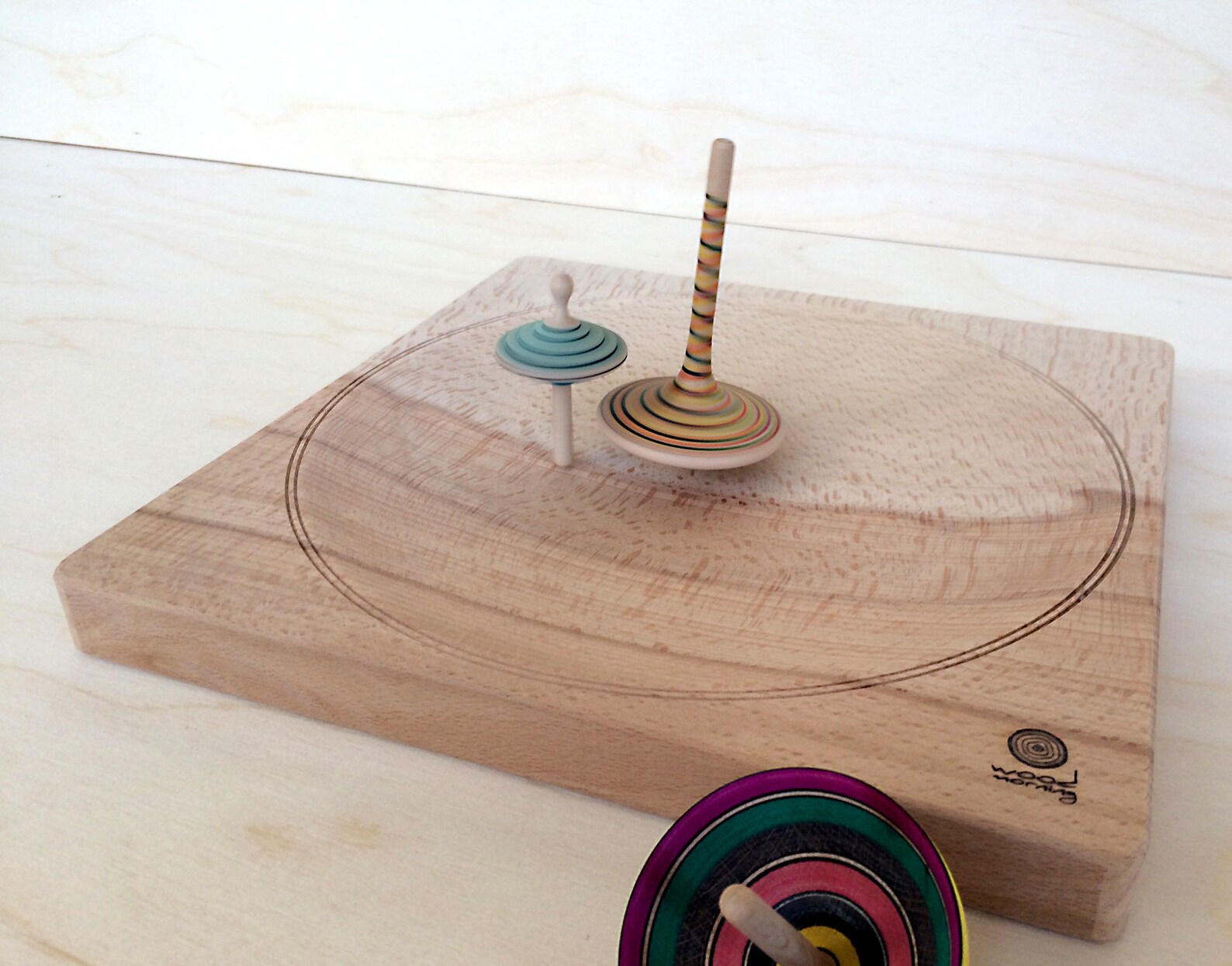 Big Square Wooden Base Spinning Top Handmade Base Spinning Etsy