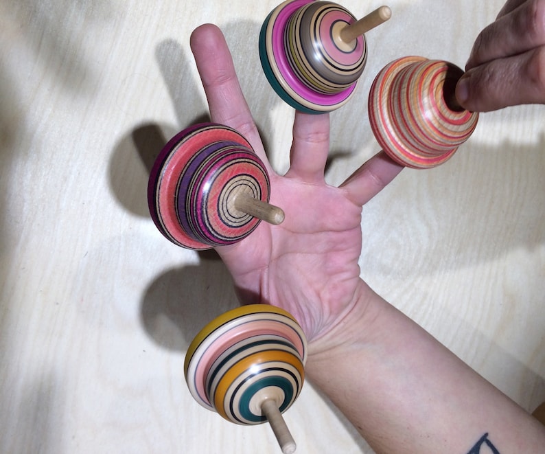 Wooden Finger Spinning Top Handmade Tops Spinning Tops Etsy