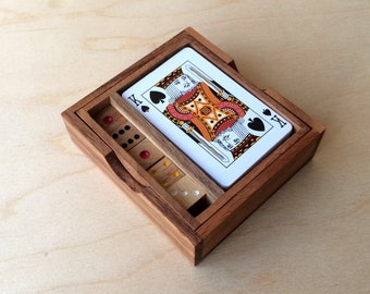 Poker Card Set Wooden Game, Wooden Game, Wood Game, Game For All, Poker Lovers Wooden Game, Wooden Handmade Poker Dice In A Wooden Box