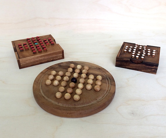 Solitaire handgemaakt houten spel solo houten hout eco Etsy Nederland