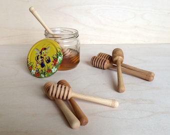 Honey Dipper Beech Wood Handmade, Organic Honey Stick Beech Wood, Woodturning Honey Spoon Stick, Servir le miel avec style, Cuillère faite à la main