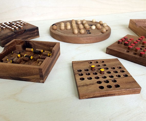 Solitaire handgemaakt houten spel solo houten hout eco Etsy Nederland