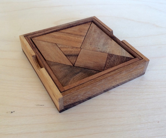 Tangram 7 piezas juego de mesa de madera, juego familiar de madera
