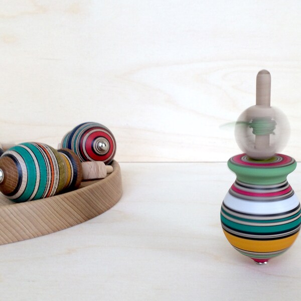 Wooden Spinning Tops Etsy