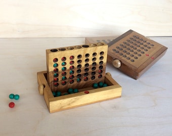 Verbinde Vier Holzbrett, Familienspiel aus Holz, Öko-Spiel aus Holz, Vintage-Holzspiel, Spiel für jedes Alter, Spiel für Kinder, Traditionelles Spiel