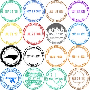 National Park Passport Stamp Stickers- Custom National Park Cancellation Stamps- National Forests- State Parks- Wildlife Refuge- Landmarks