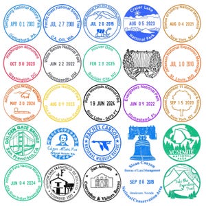 National Park Passport Stamp Stickers- Custom National Park Cancellation Stamps- National Forests- State Parks- Wildlife Refuge- Landmarks
