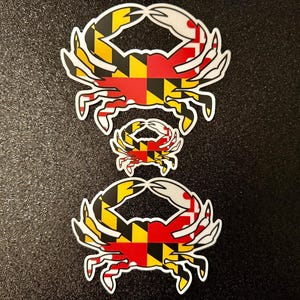 Maryland Flag Blue Crab Weatherproof Vinyl Sticker- 3 Sizes