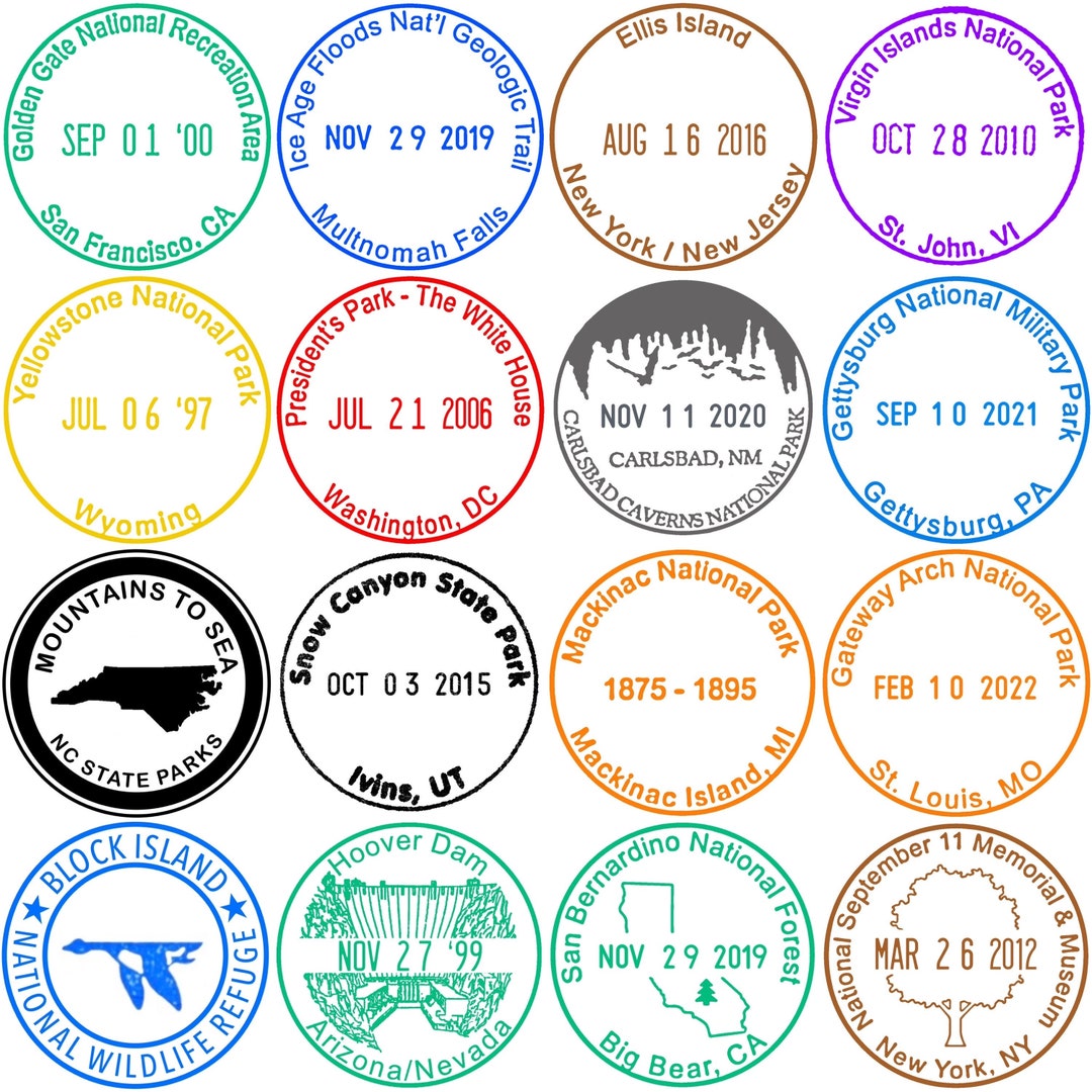 National Park Passport Stamp Stickers Custom National Park Cancellation