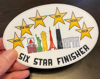 Six Star Finisher Weatherproof Sticker- Marathon Majors Finisher
