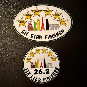 Six Star Finisher Stickers and Magnet- Marathon Majors Finisher