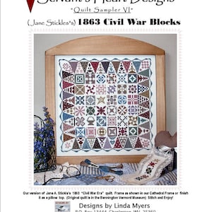 Civil War Blocks, &quot;Chartpack,&quot; Cross Stitch, A Jane Stickle 1863 Civil War Quilt Adaption by Linda Myers