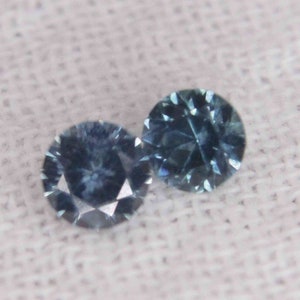 Montana Sapphire Round Brilliant Matched Pair .52 and .53 carats Loose Blue Gem Stones (B54)  (wedding/engagement ring, earrings jewelry)
