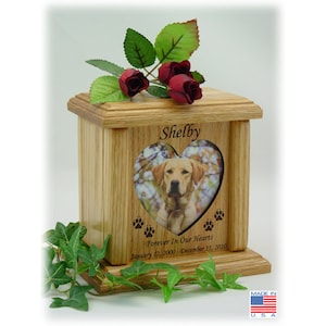 Small/Medium Pet Urn - Wood Photo Pet Urn, Dog Urn and Cat Urn