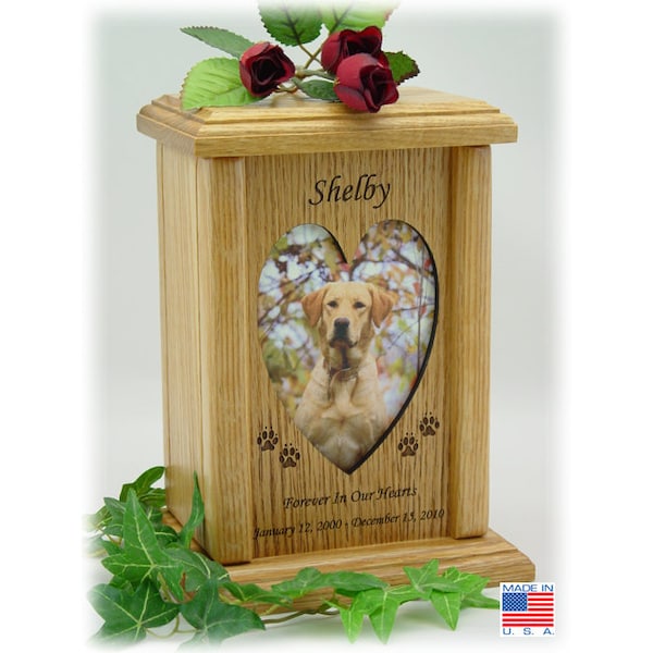 Medium (Vertical) Pet Urn - Wood Photo Pet Urn, Dog Urn and Cat Urn