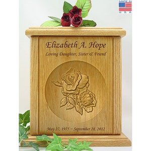 Carved Double Rose Cremation Urn - P-100