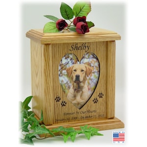 Large Pet Urn - Wood Photo Pet Urn, Dog Urn and Cat Urn
