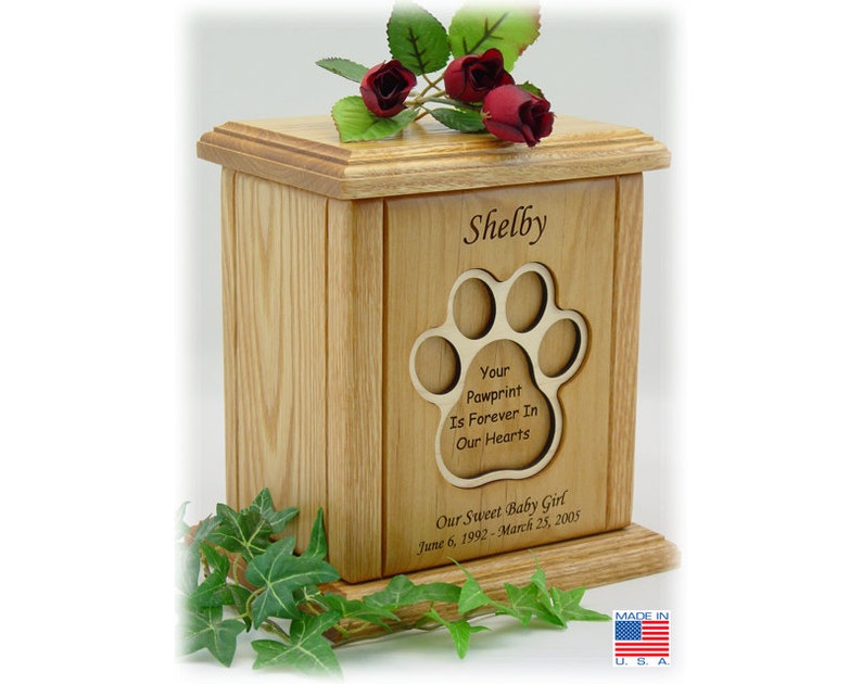 Pawprint Pet Urn Wood Paw Print Pet Urn Dog Urn and Cat Urn Etsy