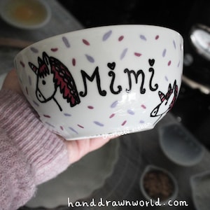 Personalised bowl, unicorn bowl, gifts for her, birthday gifts, unicorn lovers
