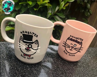 Couple mug set, wedding gift, cat lovers