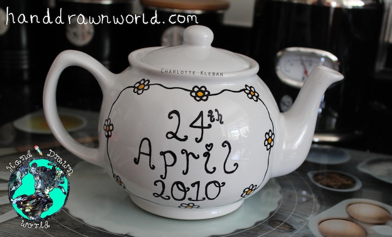 Personalised teapot, 50th wedding anniversary, wedding gifts, wedding teapot, Anniversary gifts, daisy chains, personalised gifts, flowers image 7