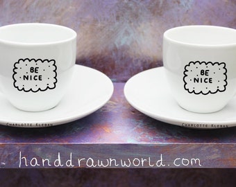 Espresso cup set, espresso cups, personalised gifts, wedding gifts, anniversary gifts, wedding gifts, biscuits, be nice