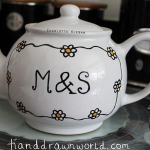 Personalised teapot, 50th wedding anniversary, wedding gifts, wedding teapot, Anniversary gifts, daisy chains, personalised gifts, flowers image 6