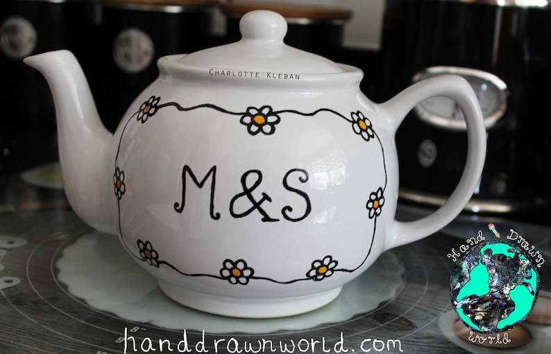 Personalised teapot, 50th wedding anniversary, wedding gifts, wedding teapot, Anniversary gifts, daisy chains, personalised gifts, flowers image 6