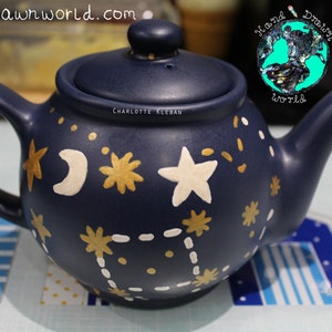 Blue teapot, galaxy, astronomy gifts, moon and stars, constellation, personalised gift, science gift, wedding gifts, Anniversary gift, geeky