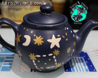 Blue teapot, galaxy, astronomy gifts, moon and stars, constellation, personalised gift, science gift, wedding gifts, Anniversary gift, geeky