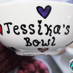Personalised bowl, love hearts, breakfast bowl, soup bowl