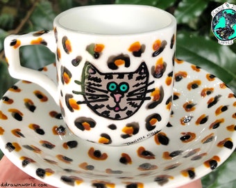 Espresso cup, cat lovers, leopard print