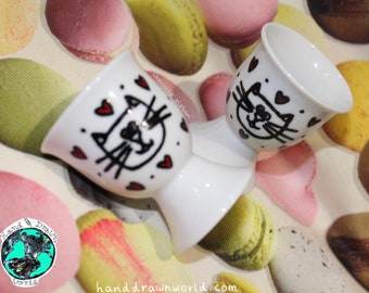 Personalised egg cups, cat egg cup, cat lovers, couple gifts