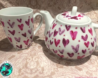 Tea for one set, love hearts