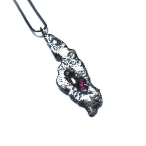 Rhodolite Garnet Molten Sterling Silver Pendant