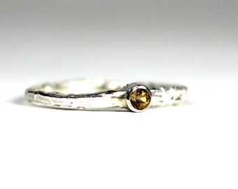 Citrine Sterling Silver Band Stacking Ring