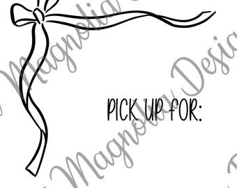 Thermal Pick Up Label | Digital Download | Small Business PNG | 4x6 Thermal Printer | Bows | Preppy Bows