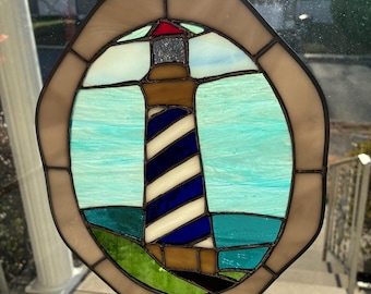 Stained Glass Lighthouse Suncatcher