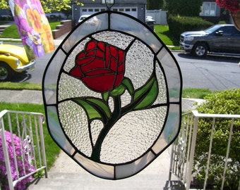 Stained Glass Enchanted Rose Sun catcher