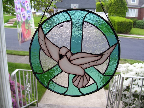 Stained Glass Peace Sign With a Dove of Peace Sun-catcher | Etsy