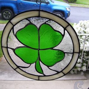 Stained Glass Lucky Shamrock sun catcher