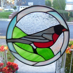Stained Glass  American robin Sun catcher
