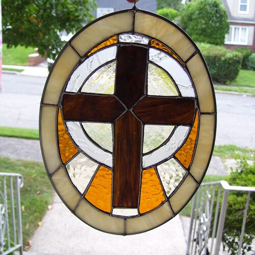 Stained Glass Cross Suncatcher Etsy