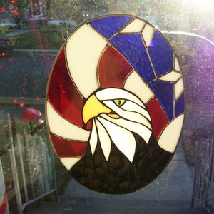 Stained Glass American Bald Eagle Sun catcher