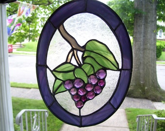 Stained Glass Grape on the Vine Suncatcher