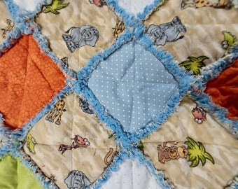 R1131 Handmade Safari Baby Rag Quilt