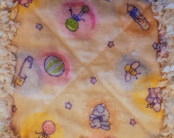 Handmade Flannel Baby Quilt: Gender Neutral Nursery Colors