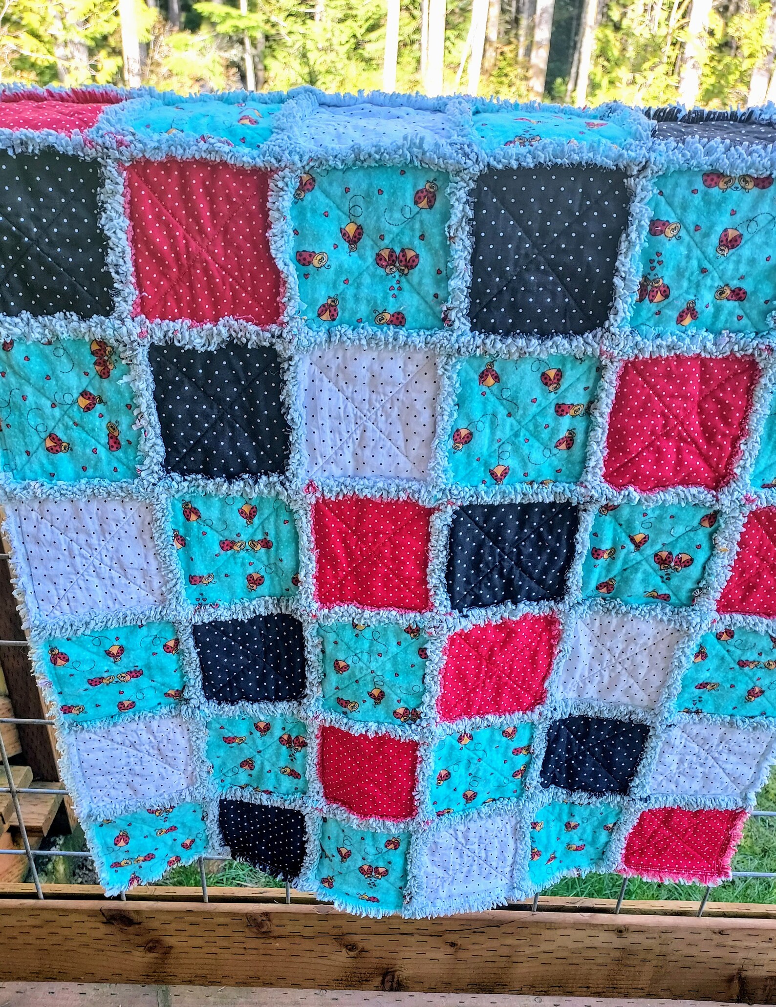 R1152 Handmade Ladybug Baby Rag Quilt - Etsy