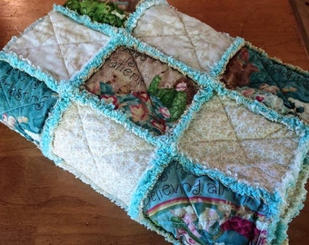 Handmade "Love Is" Baby Rag Quilt: Gender Neutral Gift
